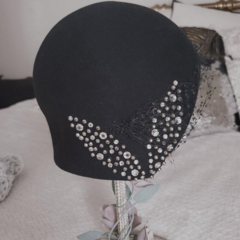 Rare EXCELLO Crystals Vintage Hat Geo. W. Bollman Saks Fifth Avenue - Picture 2 of 14